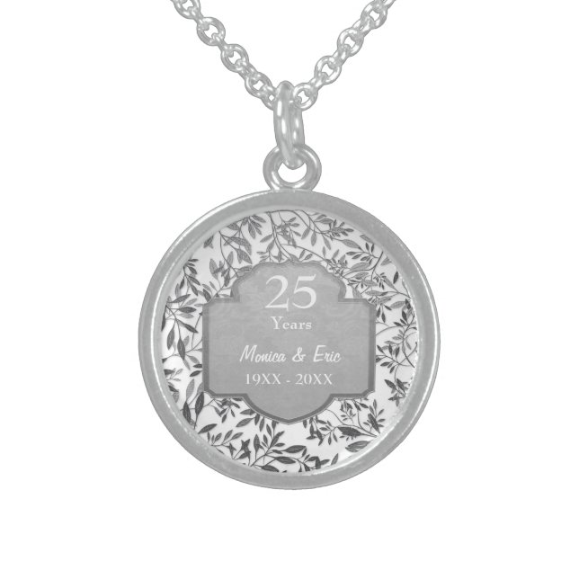 Leaves of Silver 25th Wedding Anniversary Sterling Silver Necklace (Front)