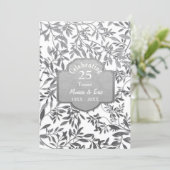 Leaves of Silver 25th Wedding Anniversary White Invitation (Standing Front)