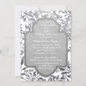 Leaves of Silver 25th Wedding Anniversary White Invitation (Back)