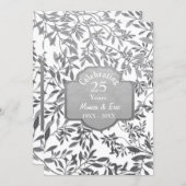 Leaves of Silver 25th Wedding Anniversary White Invitation (Front/Back)
