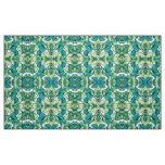Leaves Of  Tropical Monstera and Banana Blue Green Fabric