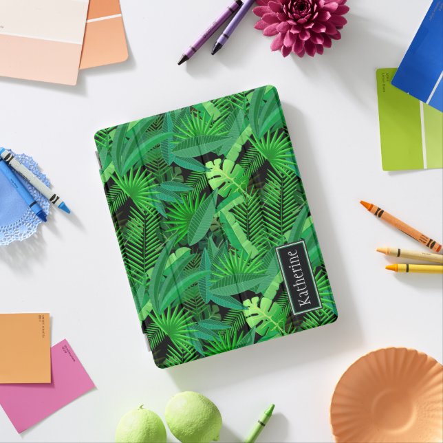 Leaves Of Tropical Palm Trees | Add Your Name iPad Smart Cover (In Situ)