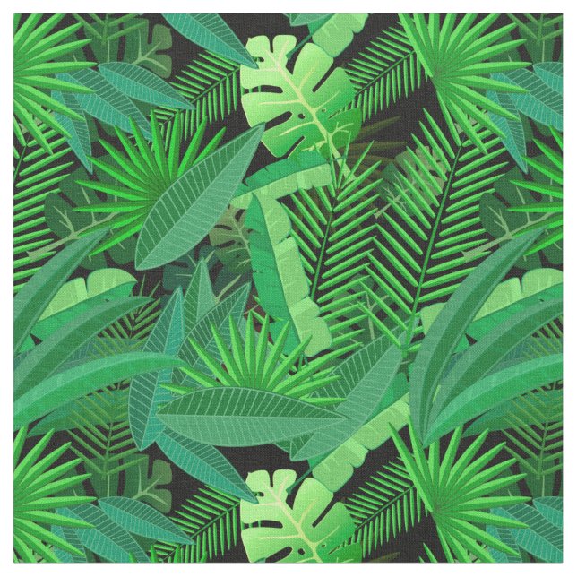 Leaves Of Tropical Palm Trees Fabric (Close Up)