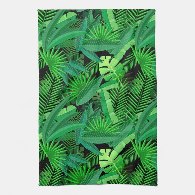 Leaves Of Tropical Palm Trees Kitchen Towel (Vertical)