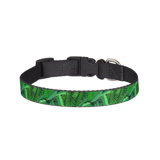 Leaves Of Tropical Palm Trees Pet Collar (Front)