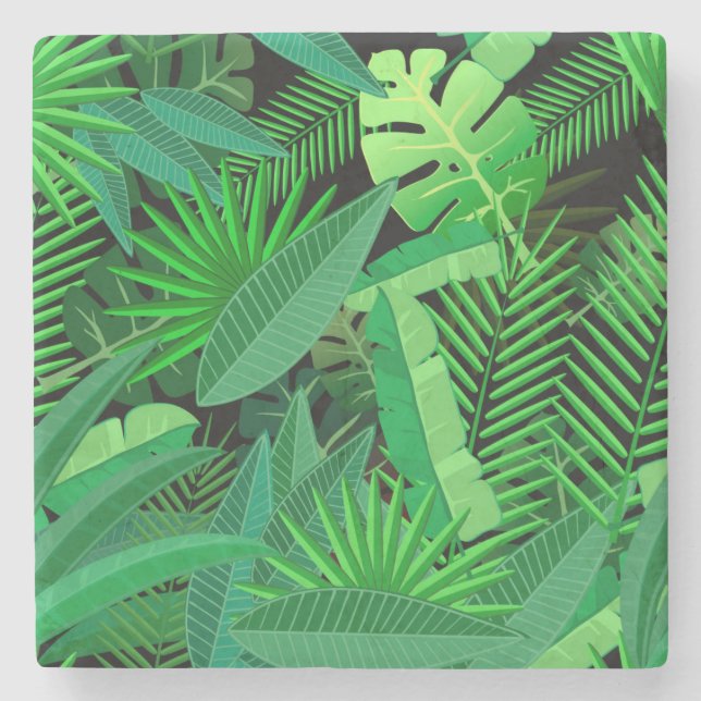 Leaves Of Tropical Palm Trees Stone Coaster (Front)