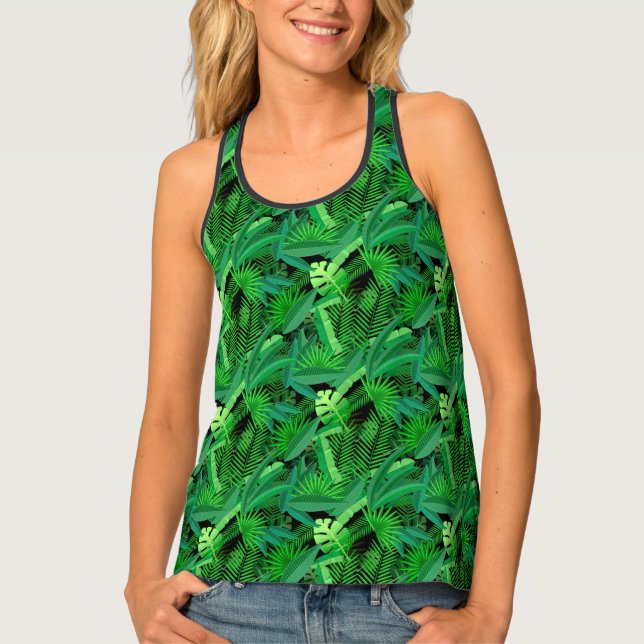 Leaves Of Tropical Palm Trees Tank Top (Front)