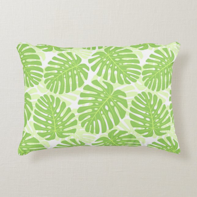 Leaves Of Tropical Plant - Monstera Pattern Accent Pillow (Front)