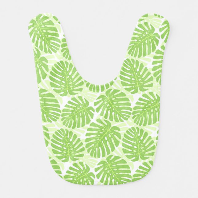 Leaves Of Tropical Plant - Monstera Pattern Baby Bib (Front)