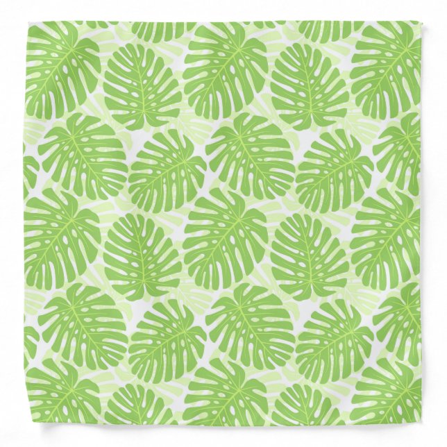 Leaves Of Tropical Plant - Monstera Pattern Bandana (Front)