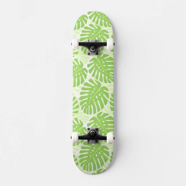 Leaves Of Tropical Plant - Monstera Pattern Skateboard Deck (Front)