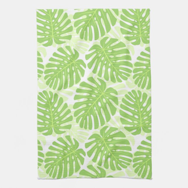 Leaves Of Tropical Plant - Monstera Pattern Towel (Vertical)