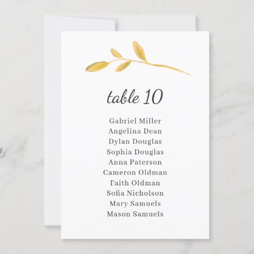 Leaves olive Classy Table Number with Seating