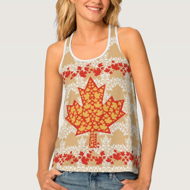LEAVES ON LEAVES (CANADA FLAG) BY MASANSER TANK TOP (Front)