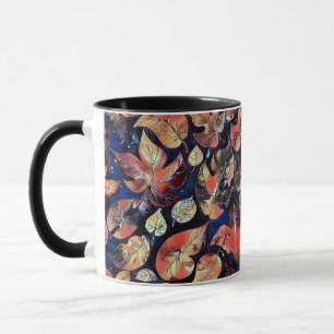 Leaves on Midnight – Abstract Botanical Pattern Mug