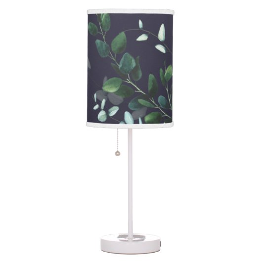 Leaves on Navy Blue  Botanical Table Lamp (Right)