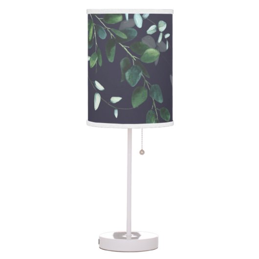Leaves on Navy Blue  Botanical Table Lamp (Left)