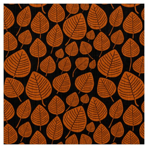 Leaves - Orange on Black Fabric