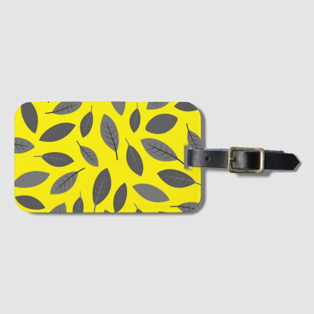 Leaves Over Yellow Luggage Tag (Front Horizontal)
