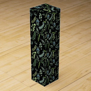 Leaves Pattern 11.bw Black BG Wine Box