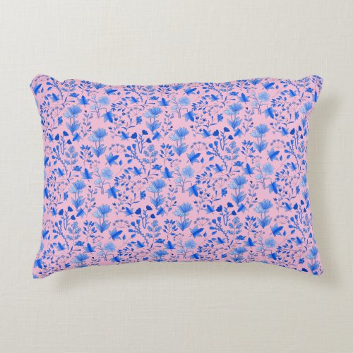 Leaves Pattern 12bw LPink BG Accent Pillow