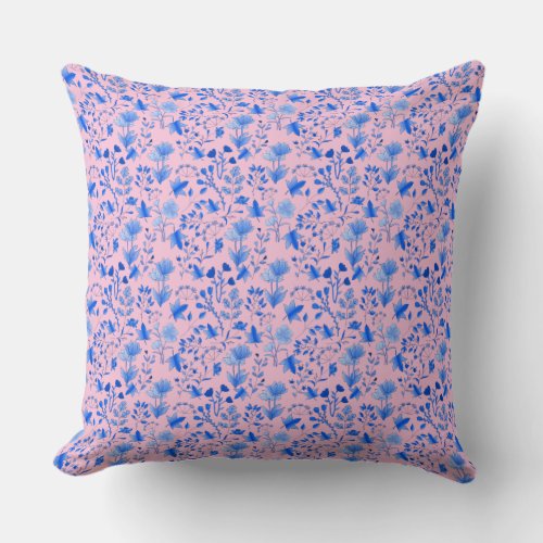 Leaves Pattern 12bw LPink BG Throw Pillow