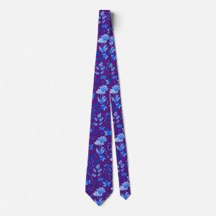 Leaves Pattern 12.bw Purple BG Neck Tie