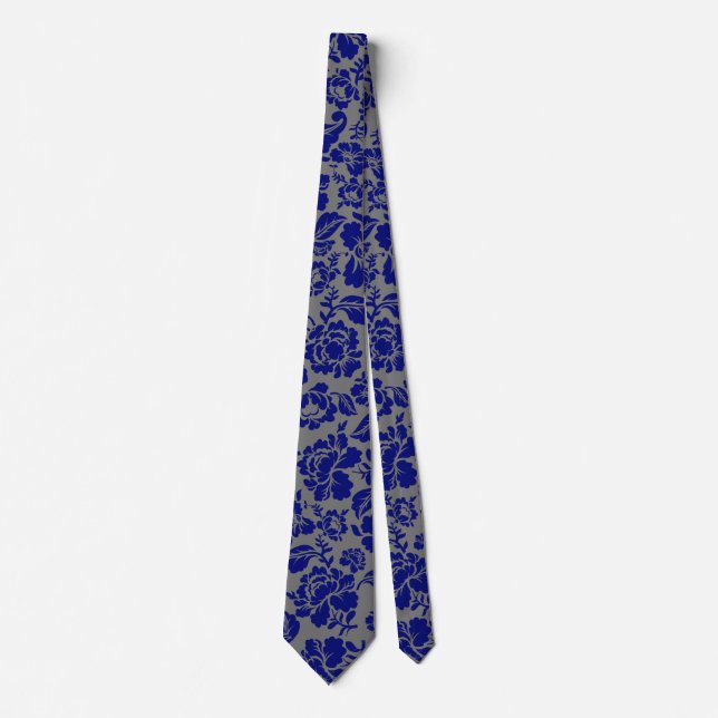 Leaves pattern.13.bw Gray BG Neck Tie (Front)