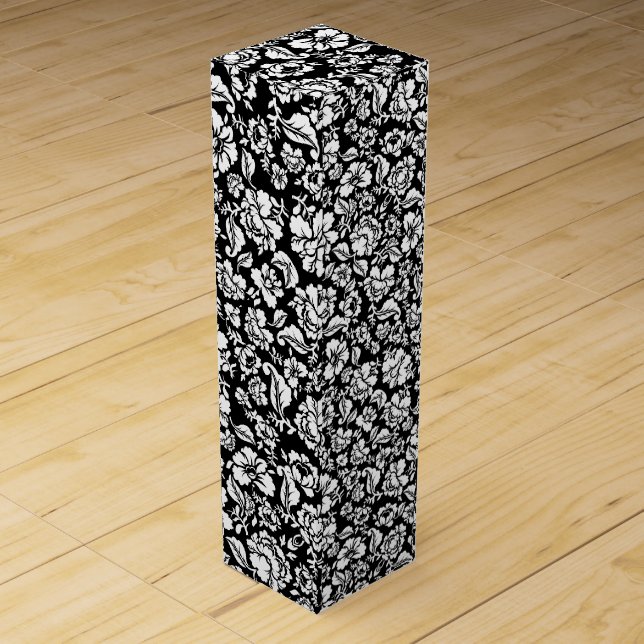 Leaves pattern 14b. black BG Wine Box (Front)