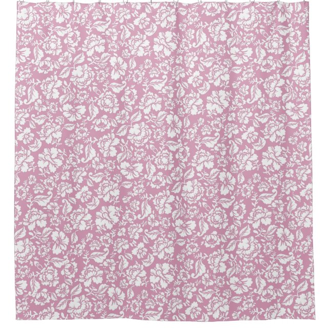Leaves pattern.14b Floral Lpink BG Shower Curtain (Front)
