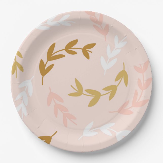 Leaves Pattern 4 Paper Plates (Front)