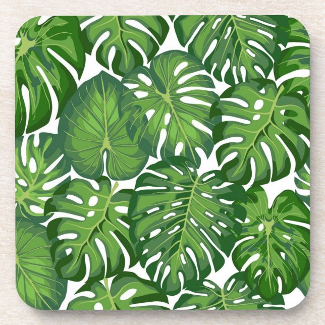 Leaves pattern beverage coaster (Front)