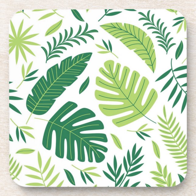 Leaves pattern beverage coaster (Front)