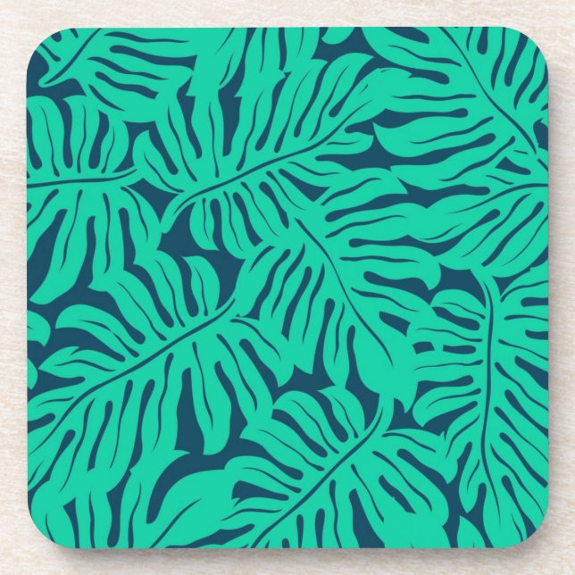 Leaves pattern beverage coaster (Front)