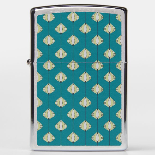 Leaves pattern in blue zippo lighter (Front)