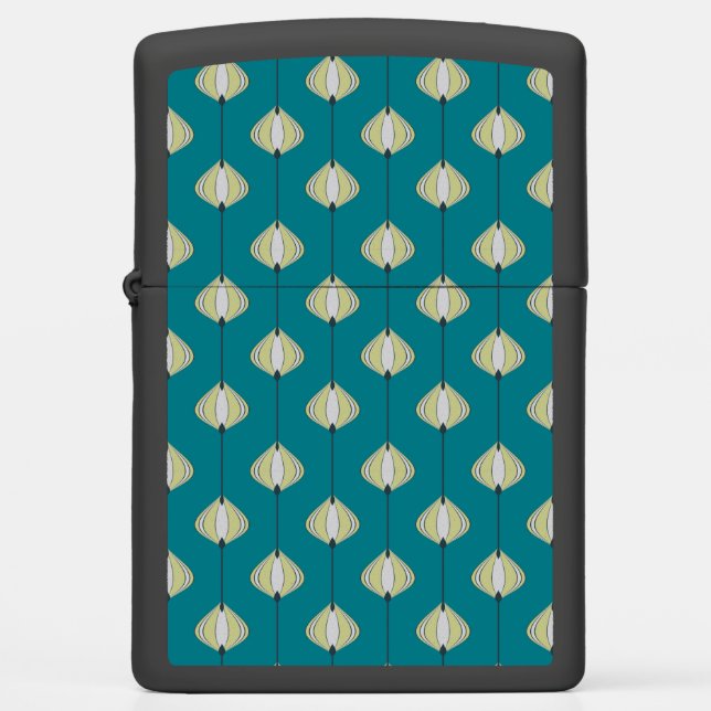 Leaves pattern in blue zippo lighter (Front)