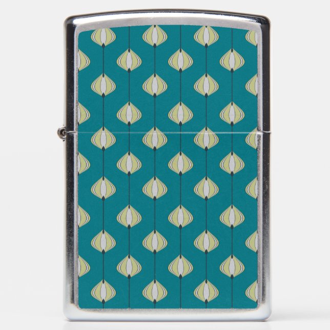 Leaves pattern in blue zippo lighter (Front)