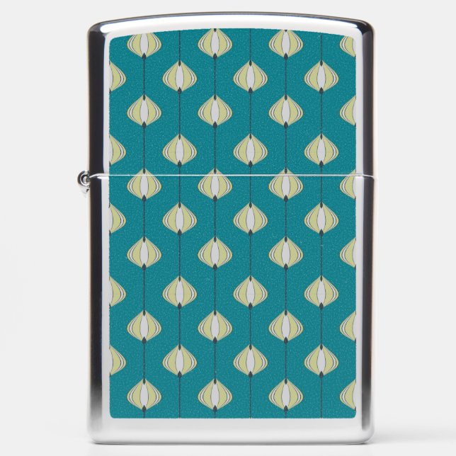 Leaves pattern in blue zippo lighter (Front)