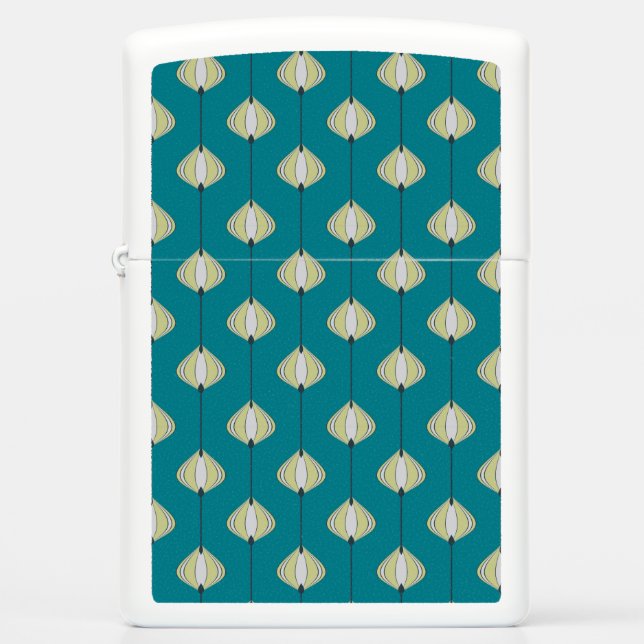 Leaves pattern in blue zippo lighter (Front)
