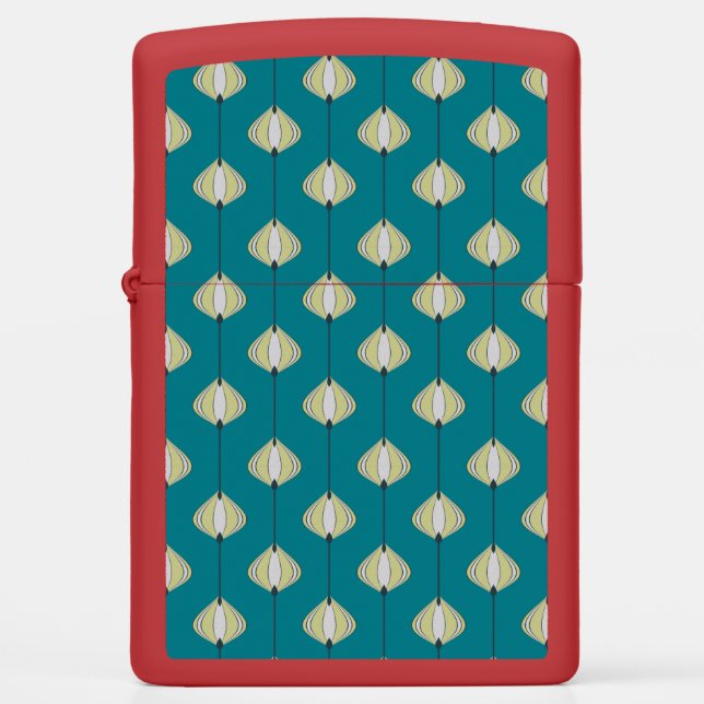 Leaves pattern in blue zippo lighter (Front)