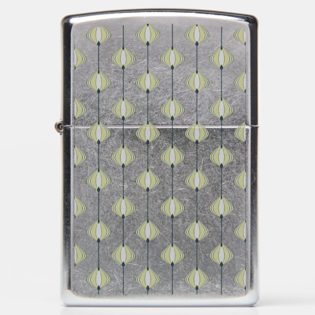 Leaves pattern in blue zippo lighter (Front)