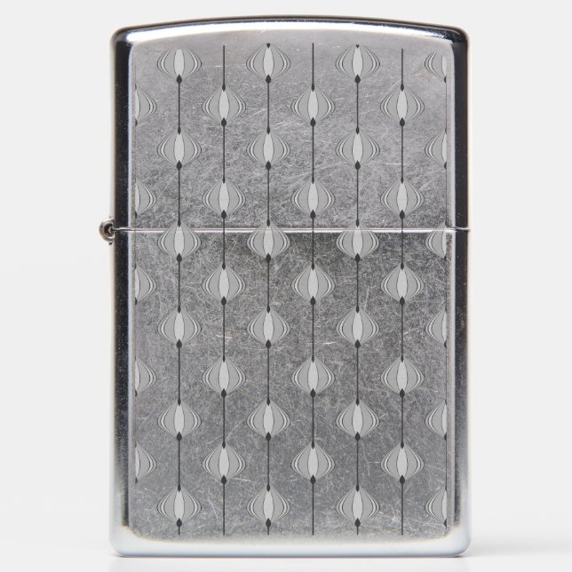 Leaves pattern in bluein grey zippo lighter (Front)
