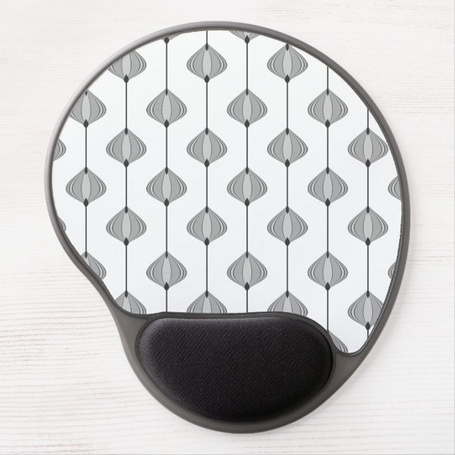 Leaves pattern in grey gel mouse pad (Front)