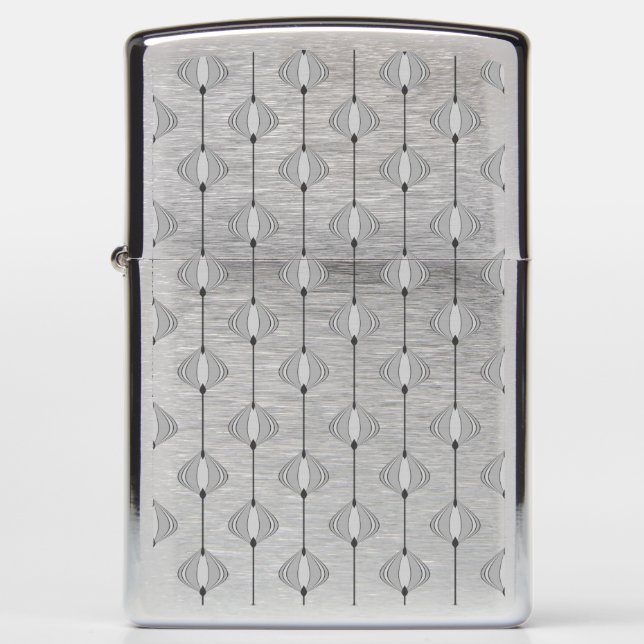 Leaves pattern in grey zippo lighter (Front)
