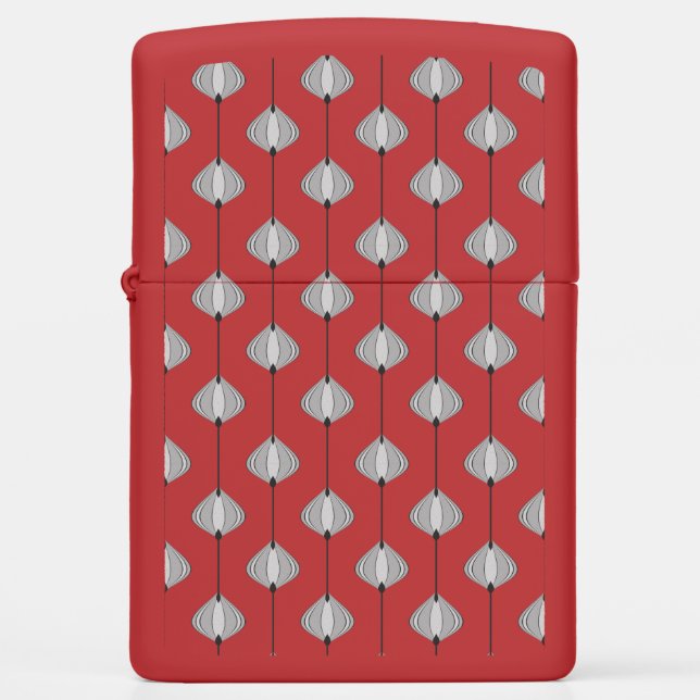 Leaves pattern in grey zippo lighter (Front)