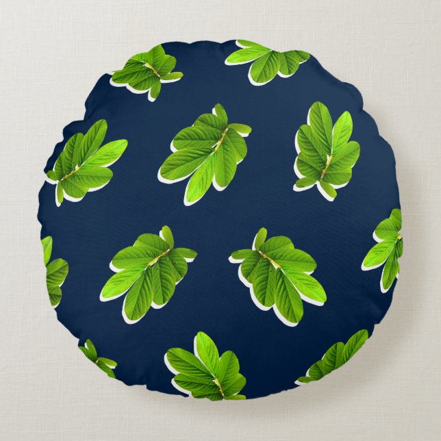 Leaves Pattern of the Tropics Round Pillow (Front)