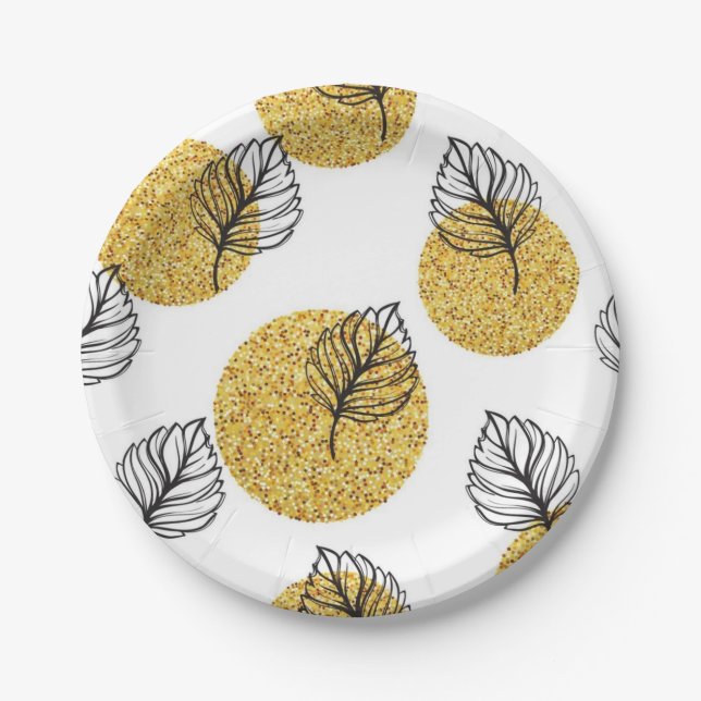 Leaves pattern paper plates (Front)