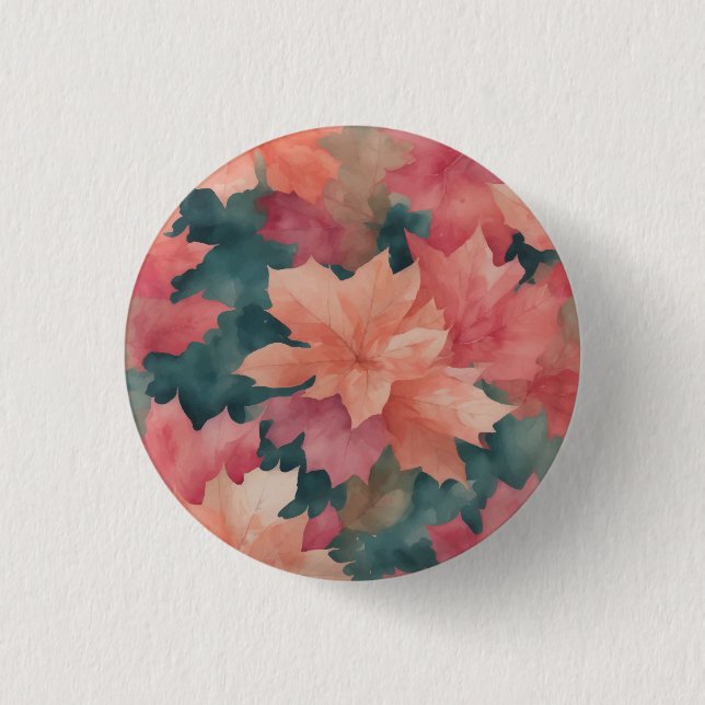 Leaves pattern pink button (Front)
