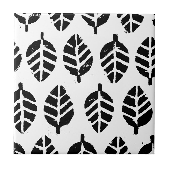 Leaves Pattern Potato Print Ceramic Tile (Front)