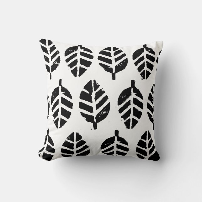 Leaves Pattern Potato Print Throw Pillow (Front)